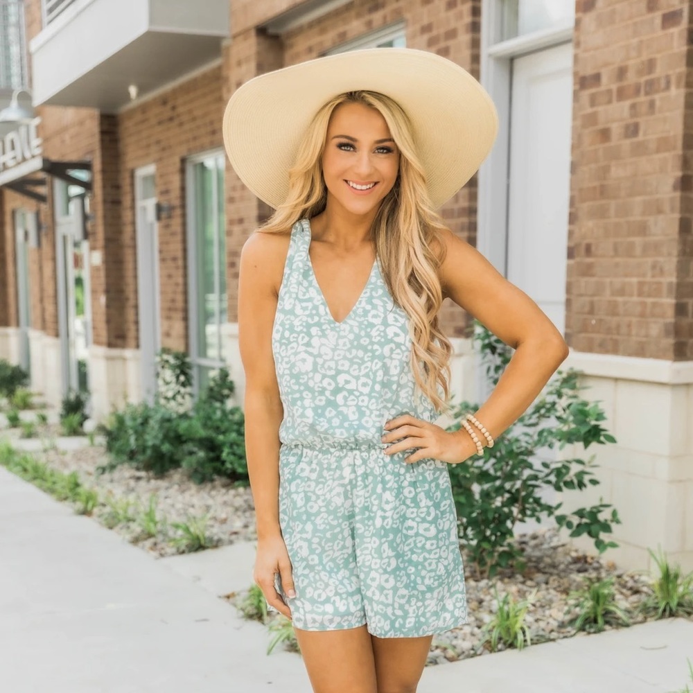 Won’t Break Your Heart Animal Print Romper Teal